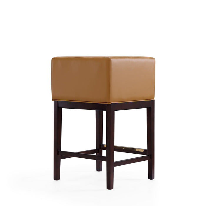Tabouret bar Kingsley de Manhattan Comfort de hauteur comptoir de 34 po en hêtre - chameau et noyer foncé