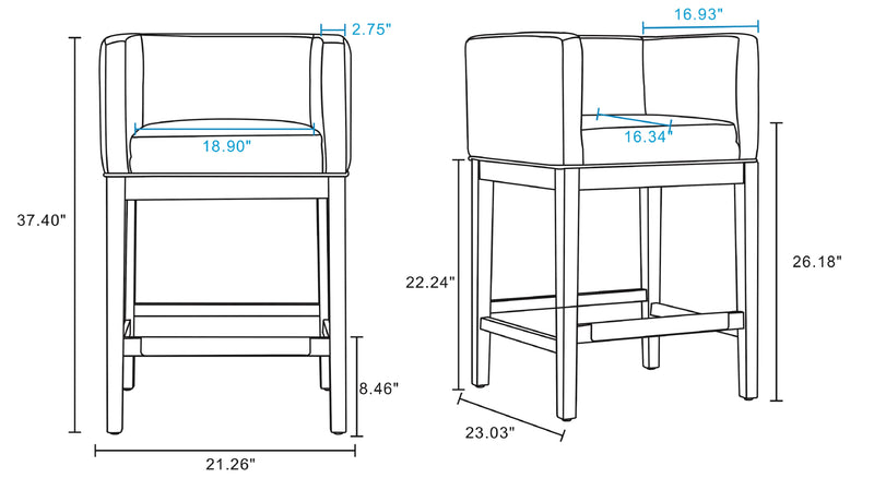 Tabouret bar Kingsley de Manhattan Comfort de hauteur comptoir de 34 po en hêtre - ivoire et noyer foncé