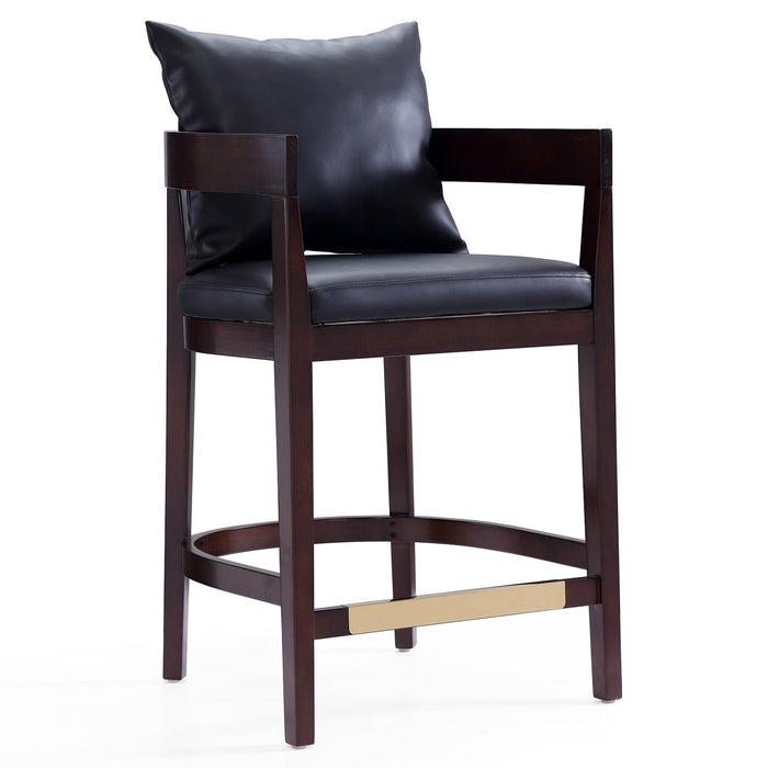 Tabouret bar Ritz de Manhattan Comfort de hauteur comptoir de 34 po en hêtre - noir et noyer foncé