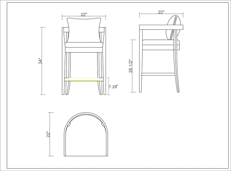 Tabouret bar Ritz de Manhattan Comfort de hauteur comptoir de 34 po en hêtre - noir et noyer foncé