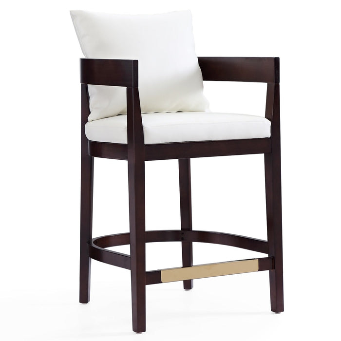 Tabouret bar Ritz de Manhattan Comfort de hauteur comptoir de 34 po en hêtre - ivoire et noyer foncé