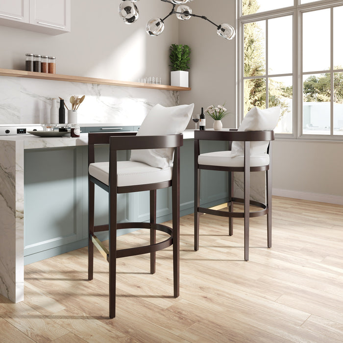 Tabouret bar Ritz de Manhattan Comfort de hauteur comptoir de 34 po en hêtre - ivoire et noyer foncé