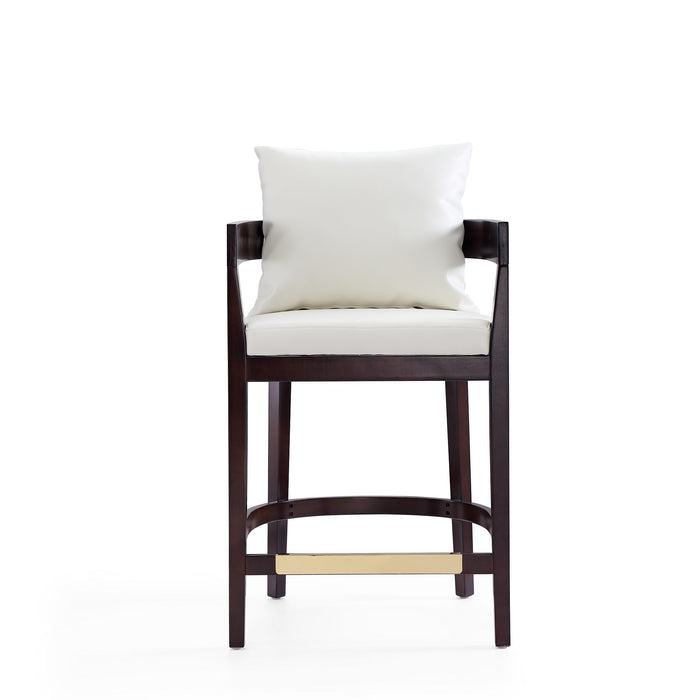 Tabouret bar Ritz de Manhattan Comfort de hauteur comptoir de 34 po en hêtre - ivoire et noyer foncé
