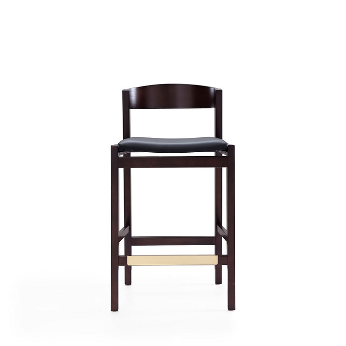 Tabouret bar Klismos de Manhattan Comfort de hauteur comptoir de 36,75 po en hêtre - noir et noyer foncé