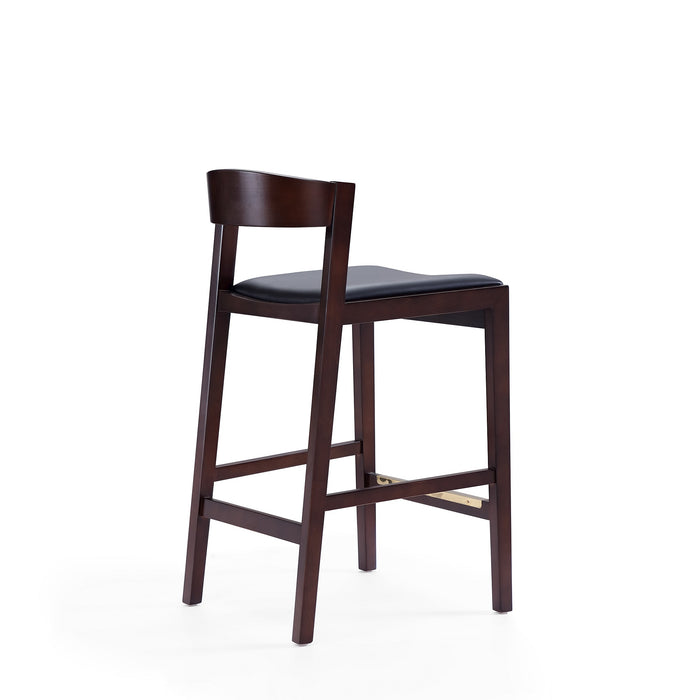 Tabouret bar Klismos de Manhattan Comfort de hauteur comptoir de 36,75 po en hêtre - noir et noyer foncé