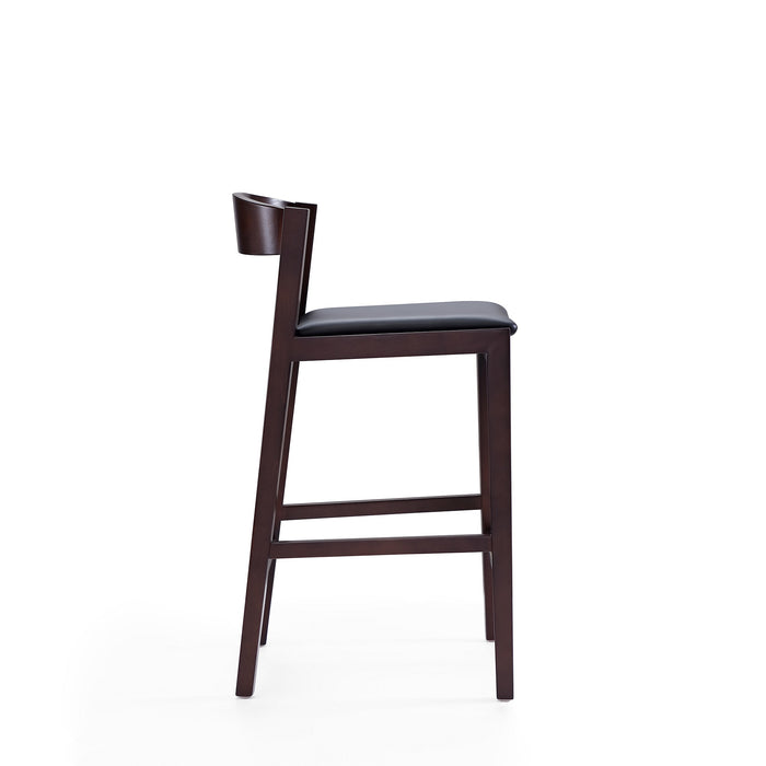 Tabouret bar Klismos de Manhattan Comfort de hauteur comptoir de 36,75 po en hêtre - noir et noyer foncé