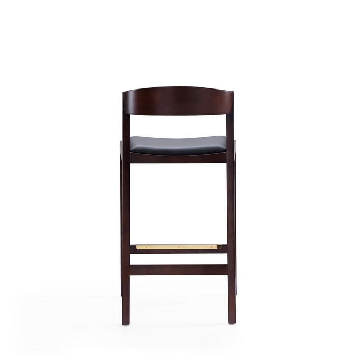 Tabouret bar Klismos de Manhattan Comfort de hauteur comptoir de 36,75 po en hêtre - noir et noyer foncé