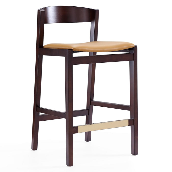 Tabouret bar Klismos de Manhattan Comfort de hauteur comptoir de 36,75 po en hêtre - chameau et noyer foncé