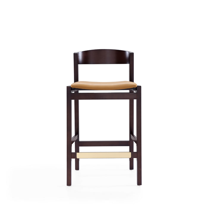 Tabouret bar Klismos de Manhattan Comfort de hauteur comptoir de 36,75 po en hêtre - chameau et noyer foncé