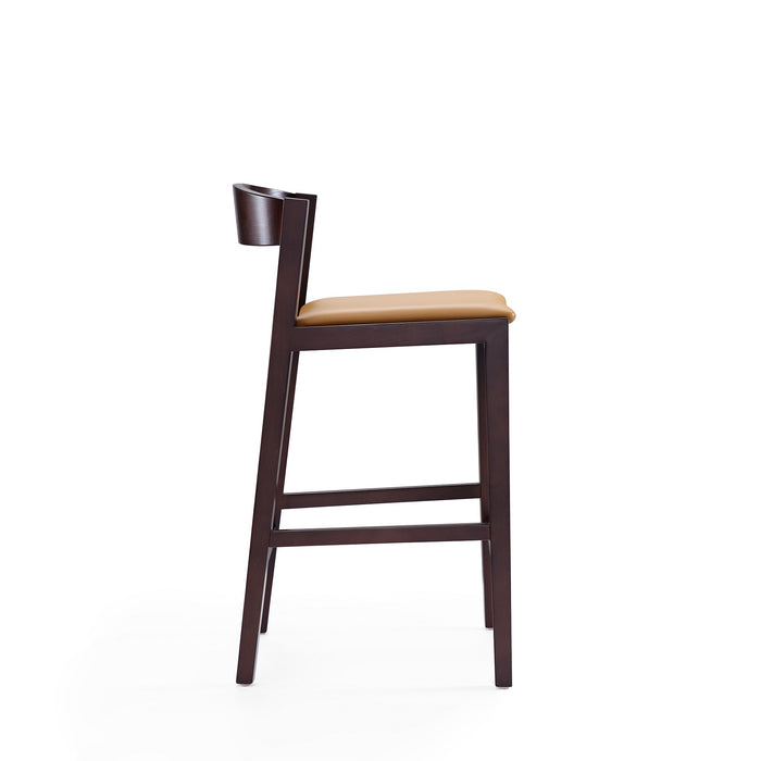 Tabouret bar Klismos de Manhattan Comfort de hauteur comptoir de 36,75 po en hêtre - chameau et noyer foncé