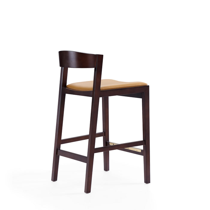 Tabouret bar Klismos de Manhattan Comfort de hauteur comptoir de 36,75 po en hêtre - chameau et noyer foncé