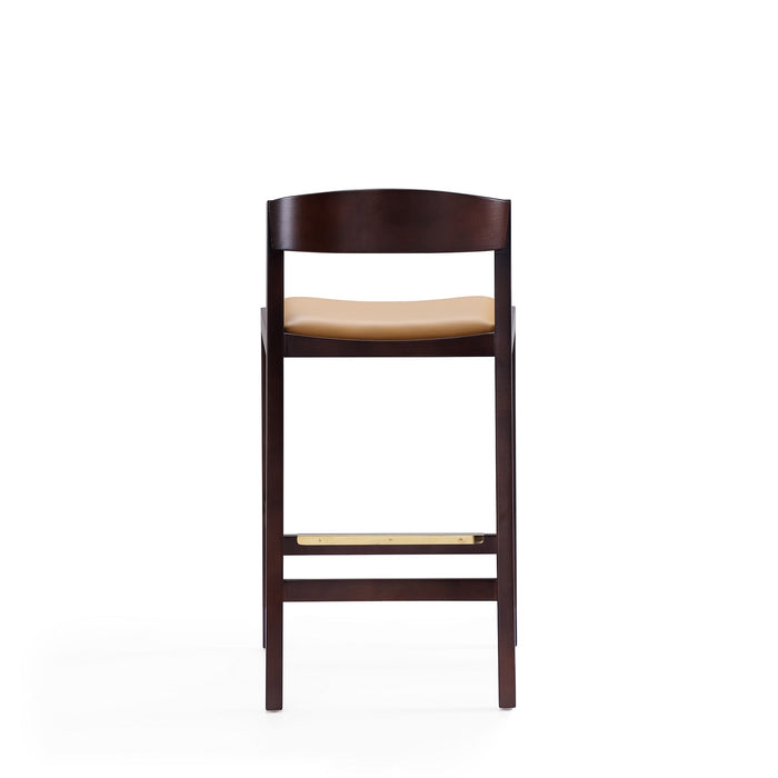 Tabouret bar Klismos de Manhattan Comfort de hauteur comptoir de 36,75 po en hêtre - chameau et noyer foncé