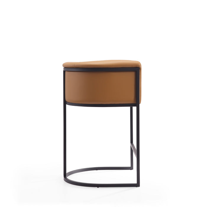 Tabouret bar Cosmopolitan de Manhattan Comfort de hauteur comptoir de 33,8 po en métal - chameau et noir