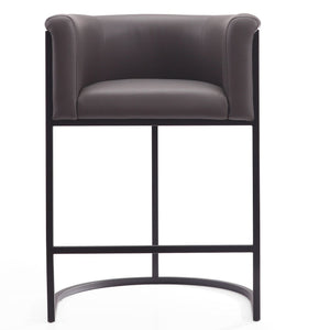 Tabouret bar Cosmopolitan de Manhattan Comfort de hauteur comptoir de 33,8 po en métal - galet et noir