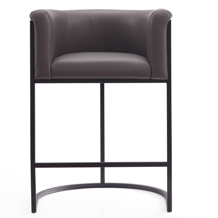 Tabouret bar Cosmopolitan de Manhattan Comfort de hauteur comptoir de 33,8 po en métal - galet et noir