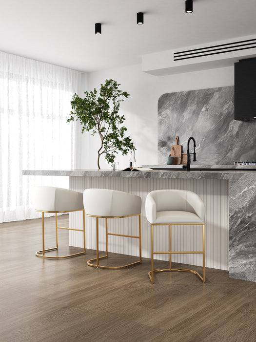 Tabouret bar Louvre de Manhattan Comfort de hauteur comptoir de 36 po en acier inoxydable - crème et doré titane 