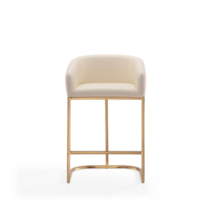 Tabouret bar Louvre de Manhattan Comfort de hauteur comptoir de 36 po en acier inoxydable - crème et doré titane 