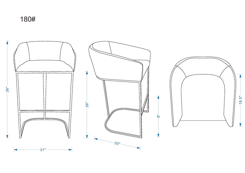 Tabouret bar Louvre de Manhattan Comfort de hauteur comptoir de 36 po en acier inoxydable - gris et doré titane