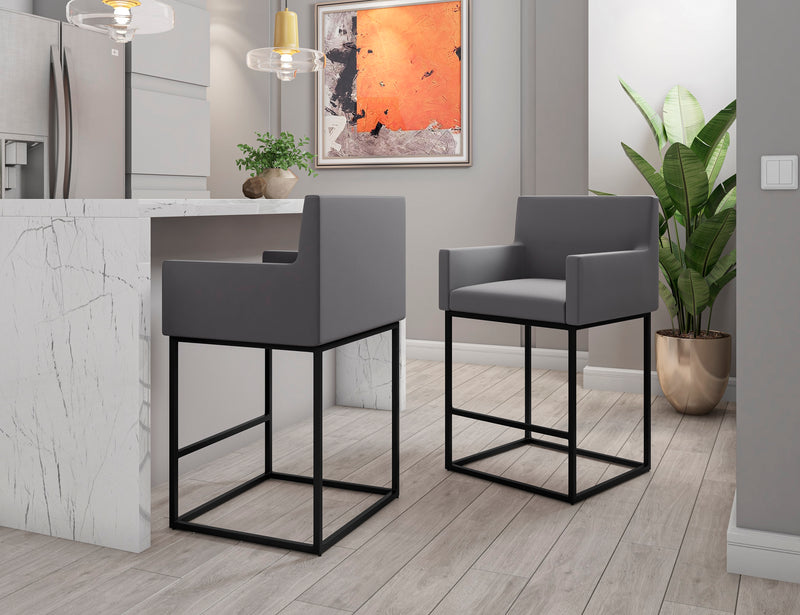 Tabouret bar Ambassador de Manhattan Comfort de hauteur comptoir de 38 po en métal - gris et noir