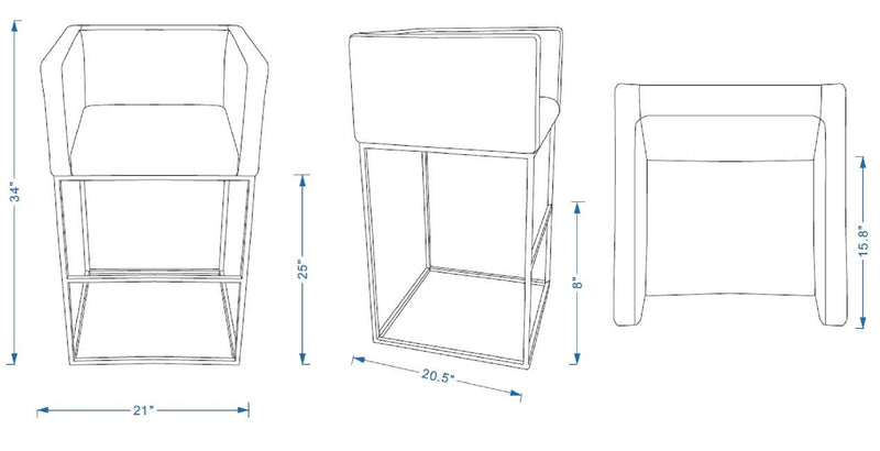 Tabouret bar Embassy de Manhattan Comfort de hauteur comptoir de 34 po en métal - argile