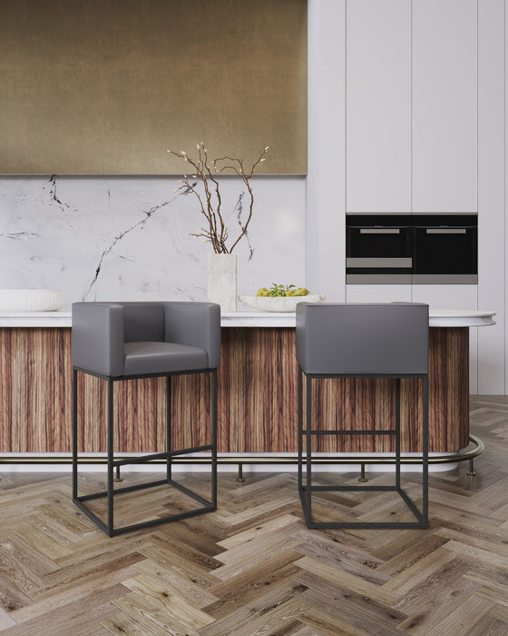 Tabouret bar Embassy de Manhattan Comfort de hauteur comptoir de 34 po en métal - gris et noir