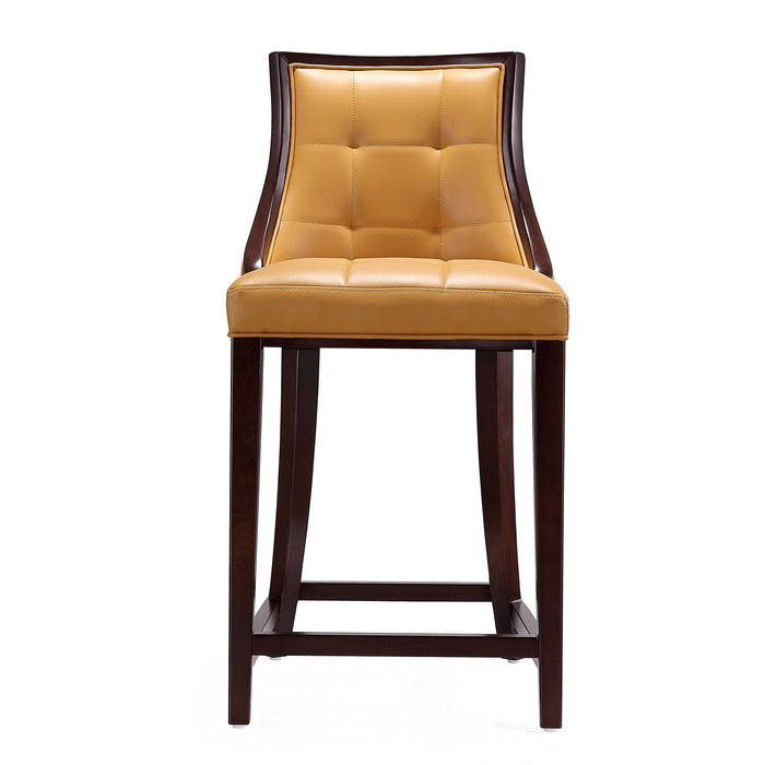 Tabouret bar Fifth Ave de Manhattan Comfort de hauteur comptoir de 39,5 po en hêtre - chameau et noyer foncé