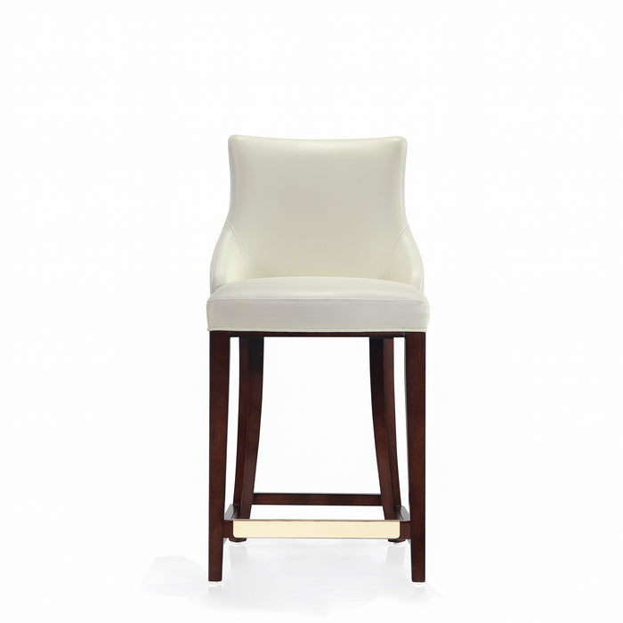 Tabouret bar moderne Shubert de Manhattan Comfort de hauteur comptoir en similicuir - ivoire