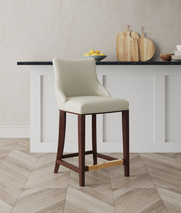 Tabouret bar moderne Shubert de Manhattan Comfort de hauteur comptoir en similicuir - ivoire
