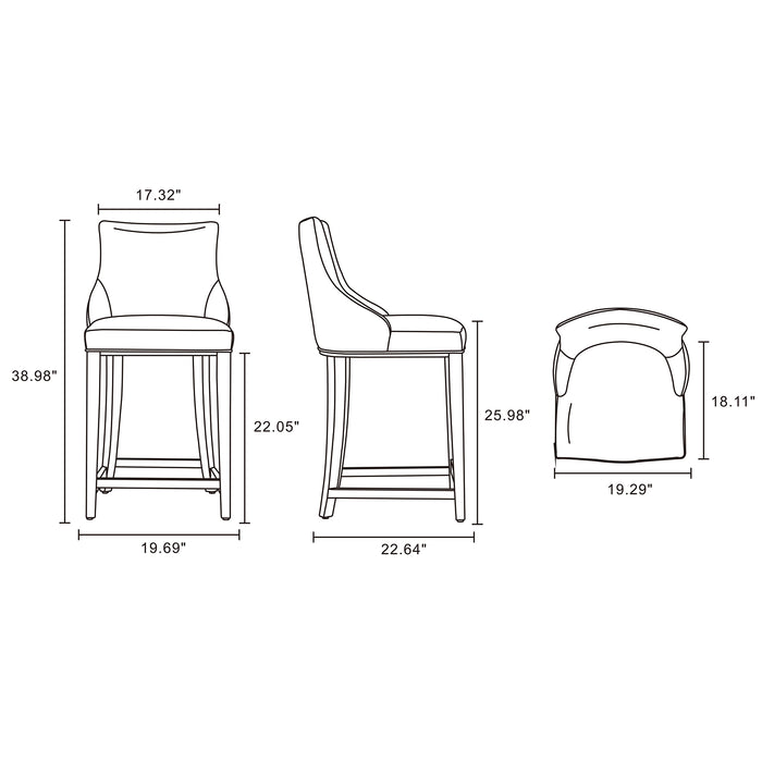 Tabouret bar moderne Shubert de Manhattan Comfort de hauteur comptoir en similicuir - ivoire
