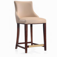 Tabouret bar moderne Shubert de Manhattan Comfort de hauteur comptoir avec revêtement en similicuir et pattes en hêtre - tan