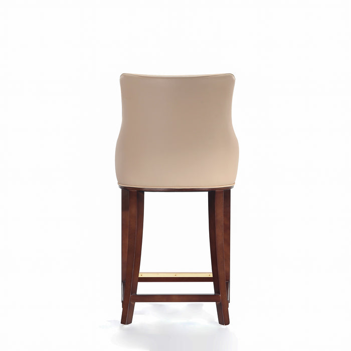 Tabouret bar moderne Shubert de Manhattan Comfort de hauteur comptoir avec revêtement en similicuir et pattes en hêtre - tan