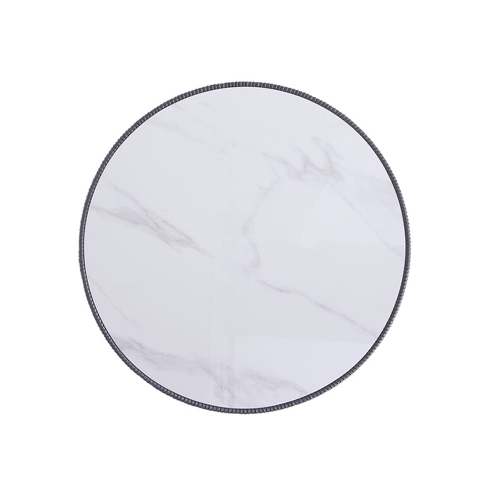 Table à café moderne Anderson de Manhattan Comfort avec revêtement en similicuir et dessus de table en imitation de marbre en céramique - grise