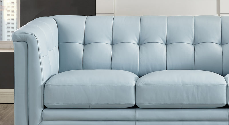 Sofa Bodie de Hydeline en cuir - bleu spa