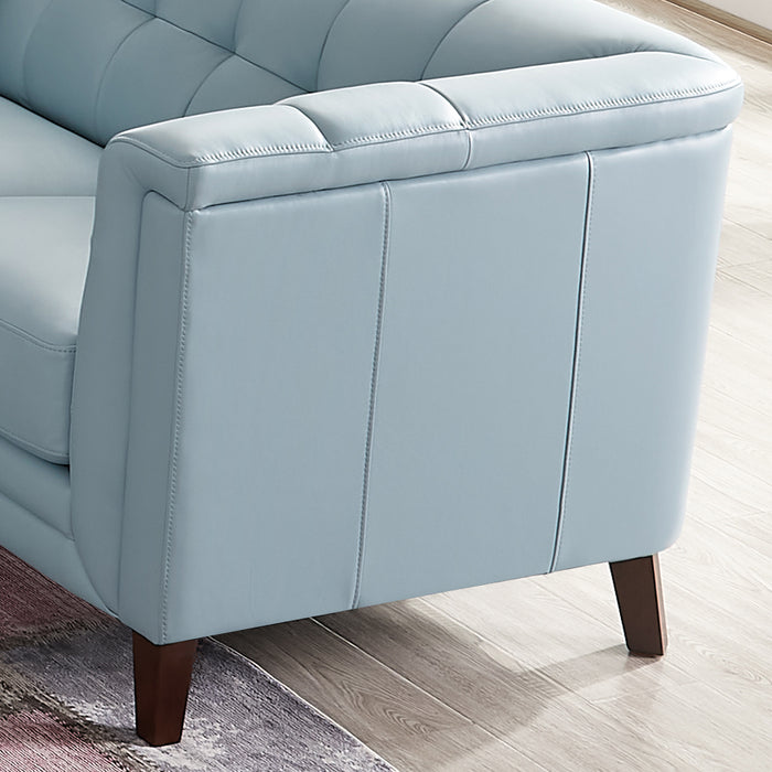 Sofa Bodie de Hydeline en cuir - bleu spa
