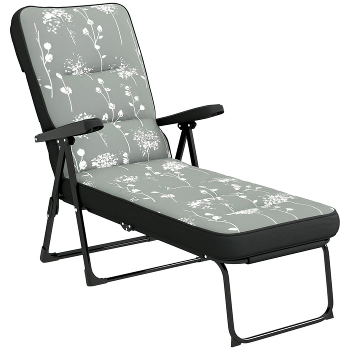 Outsunny Chaise Longue Exterieure Avec Coussin, Chaise De Patio Inclinable