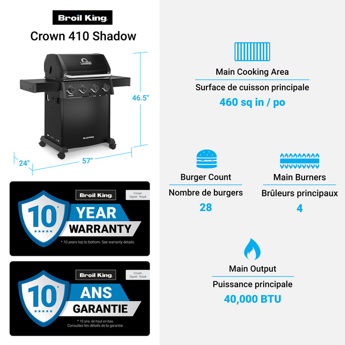 Broil King Crown 410 Shadow 4-bruleurs 40 000 BTU Barbecue a gaz naturel - 865057