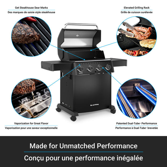 Broil King Crown 410 Shadow 4-bruleurs 40 000 BTU Barbecue a gaz naturel - 865057