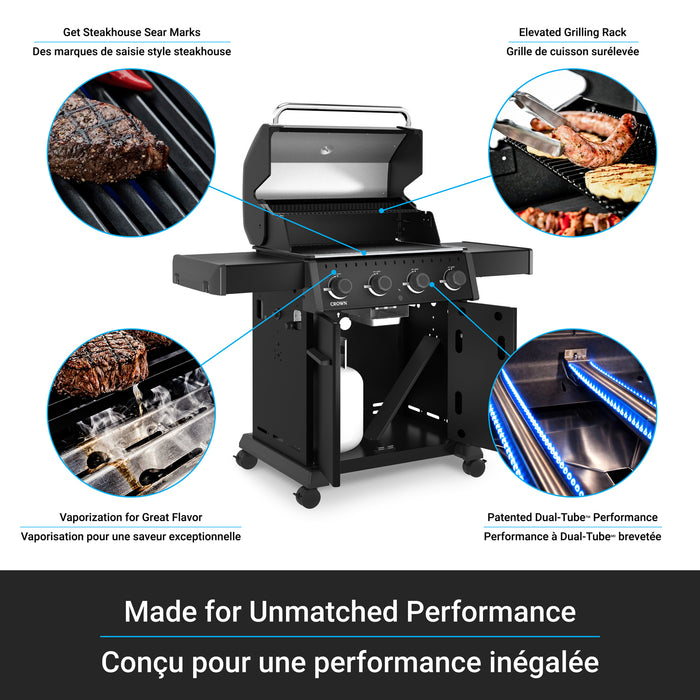 Broil King Crown 420 Shadow 4-bruleurs 40 000 BTU Barbecue a gaz propane - 865154