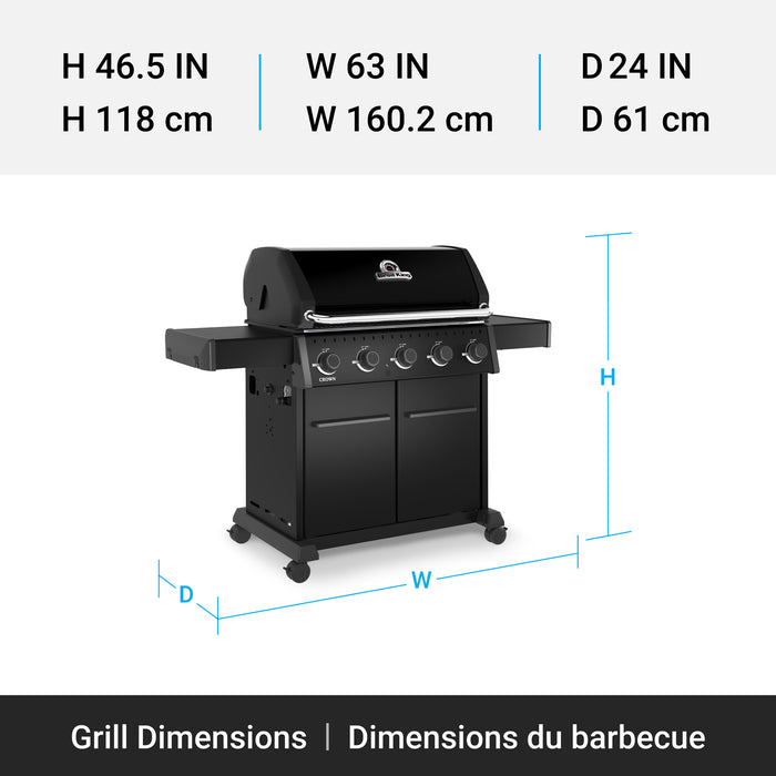 Broil King Crown 520 Shadow 5-bruleurs 45 000 BTU Barbecue a gaz propane - 866154