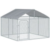 Pawhut Chenil D'exterieur Pour Chien En Metal, Enclos Niche Parc Pour Animaux De Compagnie Avec Serrure En Acier, Parois Laterales En Maille Et Toit, Cour Et Le Patio, 7,5' X 7,5' X 5,7'