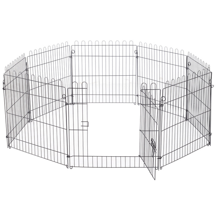 Pawhut 61 Cm 8 Panneaux Octogone Pour Animal De Compagnie Parc D'exercice Pliable Pour Chien Cage Stylo Chiot Chenil, Noir