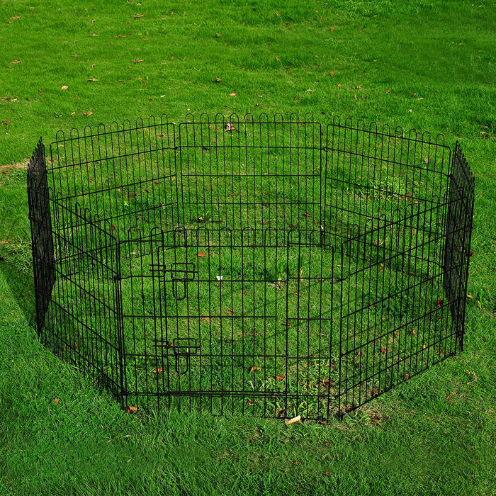 Pawhut 61 Cm 8 Panneaux Octogone Pour Animal De Compagnie Parc D'exercice Pliable Pour Chien Cage Stylo Chiot Chenil, Noir