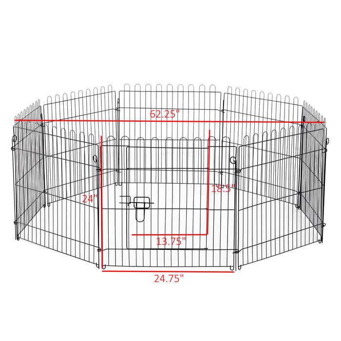 Pawhut 61 Cm 8 Panneaux Octogone Pour Animal De Compagnie Parc D'exercice Pliable Pour Chien Cage Stylo Chiot Chenil, Noir