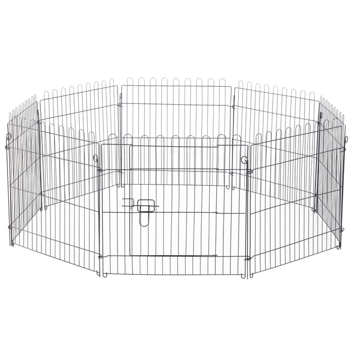 Pawhut 61 Cm 8 Panneaux Octogone Pour Animal De Compagnie Parc D'exercice Pliable Pour Chien Cage Stylo Chiot Chenil, Noir