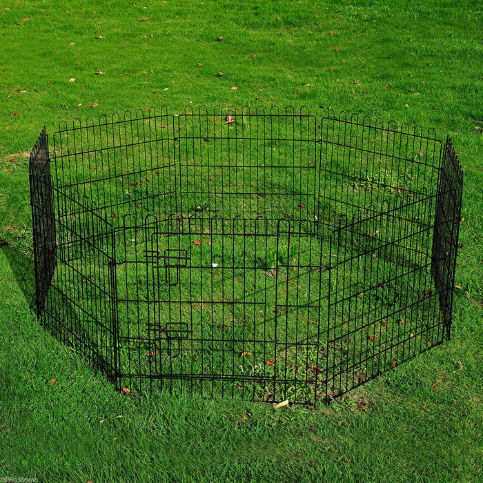 Pawhut 30 Pouces 8 Panneaux Parc Pour Animaux De Compagnie En Metal Interieur Exterieur Exercice Chien Stylo Cage Caisse