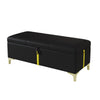 Banc Coffre De Rangement Tony En Velours Doux Avec Pieds Metalliques, Noir