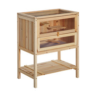 Pawhut D51-049 Cage De Hamster En Bois De Sapin Souris Rats Petits Animaux Exercice Maison De Jeu Av