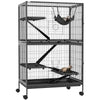 Pawhut Cage Roulante A 5 Niveaux Pour Petits Animaux, Cage Pour Cochon D'inde, Furet, Chinchilla, Chaton, Lapin, Petite Maison De Jeu Pour Animaux De Compagnie Avec Hamac, Plateau Amovible, Gris