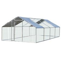 Pawhut Poulailler Galvanise, Grande Cage A Poulet En Metal, Maison Avec Couverture Resistante Aux Uv