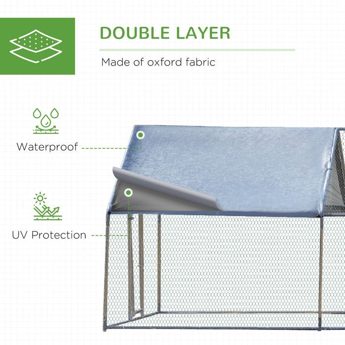 Pawhut Poulailler Galvanise, Grande Cage A Poulet En Metal, Maison Avec Couverture Resistante Aux Uv Et A L'eau Pour Jardin Exterieur 10 Pi X 26 Pi X 6,5 Pi